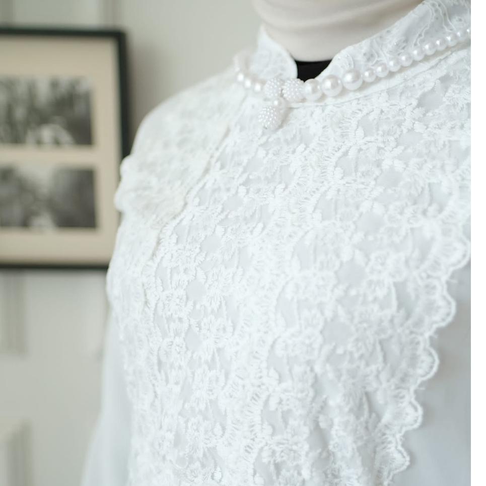 ☞Modis Agnes Gamis Putih Wanita Gamis Plisket Brukat Baju Muslim Wanita Busana Lebaran Umroh  823 TA