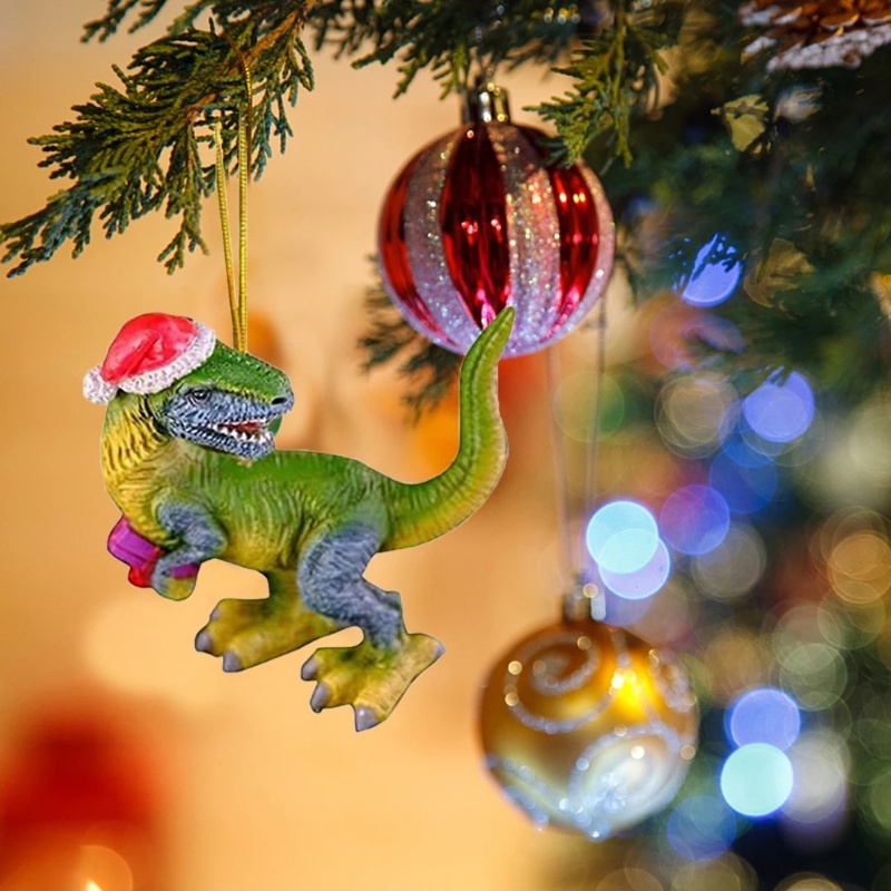 Ornamen Gantung Bentuk Kartun Dinosaurus Bahan Akrilik Untuk Dekorasi Pohon Natal