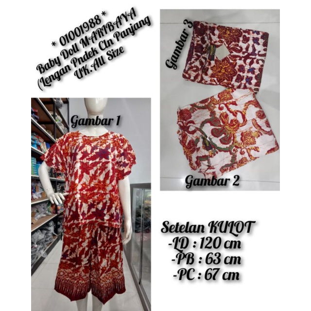 Baby Doll Batik Maribaya // Setlan Kulot Batik Dewasa