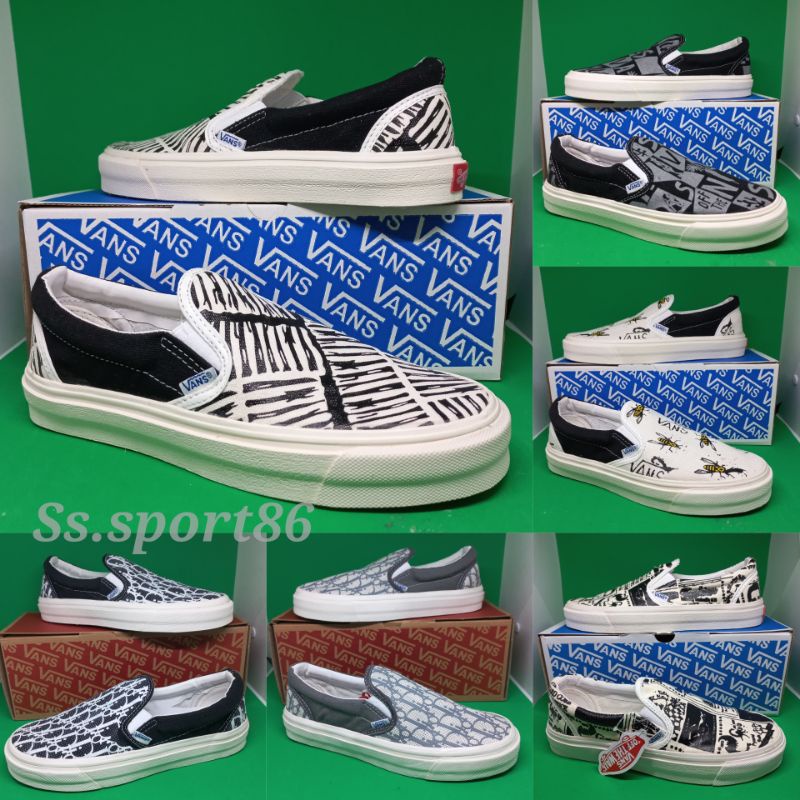 sepatu fashion vans slip on unisex pria dan wanita motif