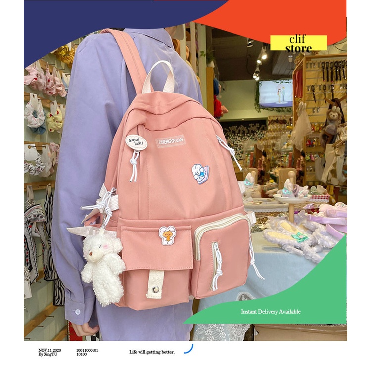 tas backpack kasual anak sekolah dan wanita korea import premium tan ransel anak wanita