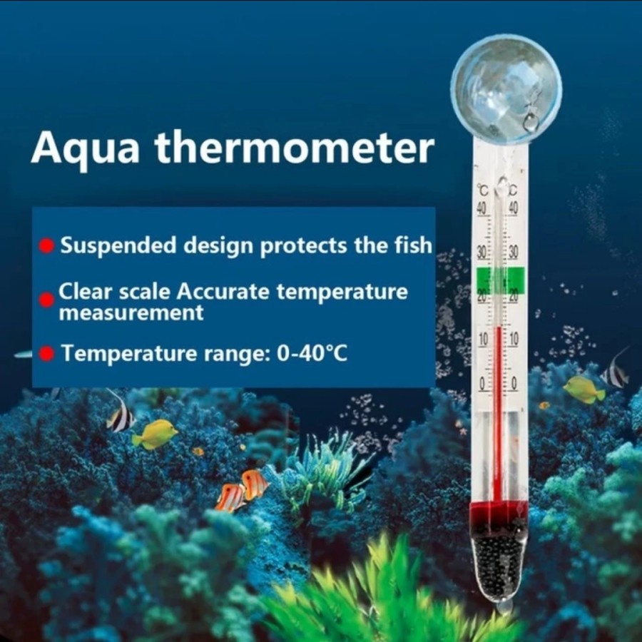 Termometer Aquarium Pengukur Suhu Air Tempel Kaca Aquascape Glass Tube