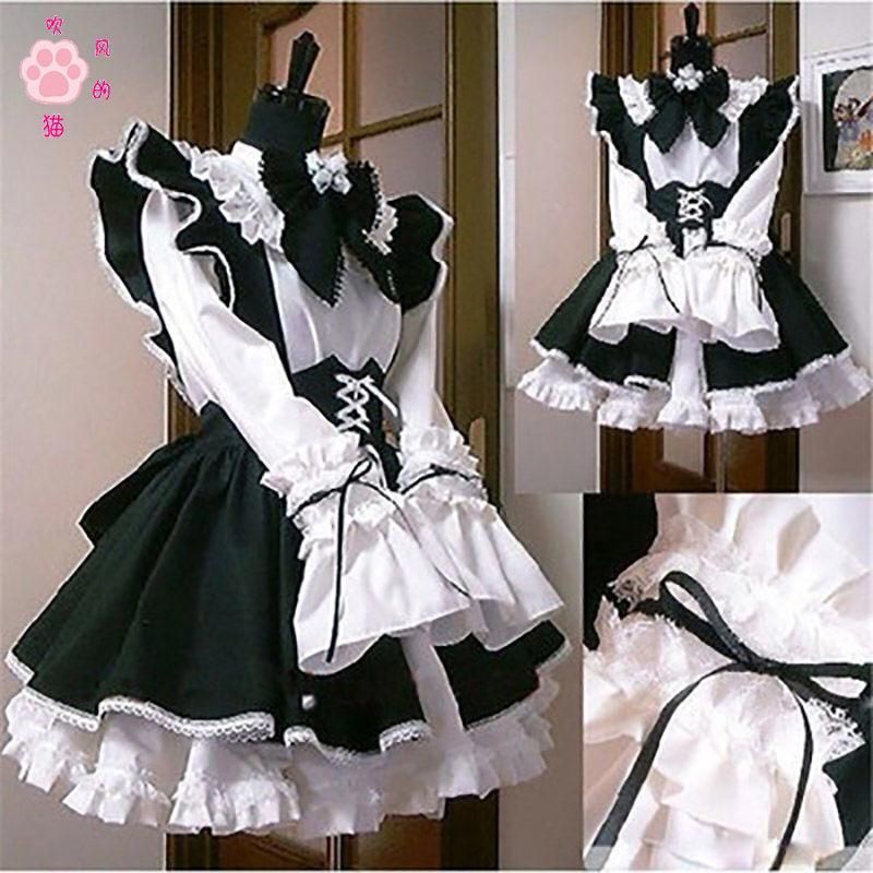 [MikanHiro Store] Hair cat daily cute maid dress Japanese women's big boss maid dress lolita full maid outfit