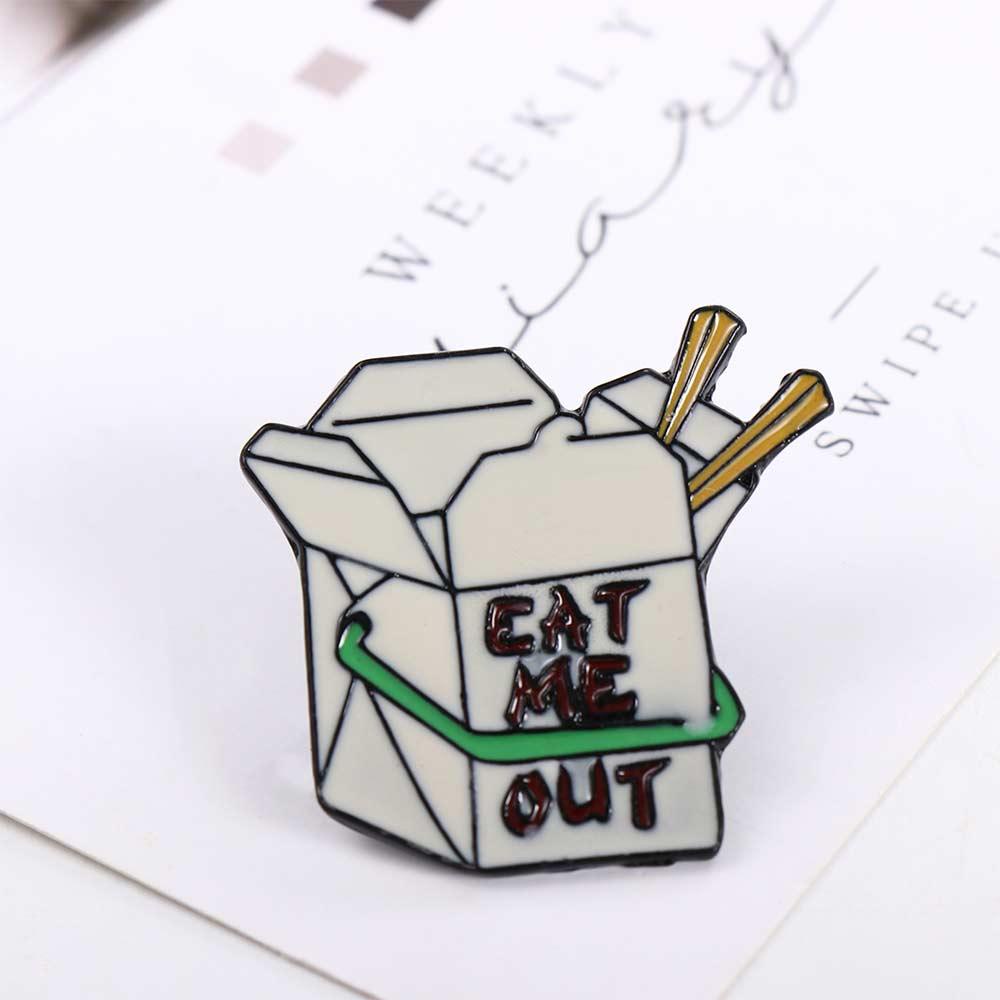 Mxbeauty Fast Food Box Bros Hadiah Lucu Untuk Aksesoris Perhiasan Anak Eat Me Travel Commemorative Badge Pin Enamel Pin