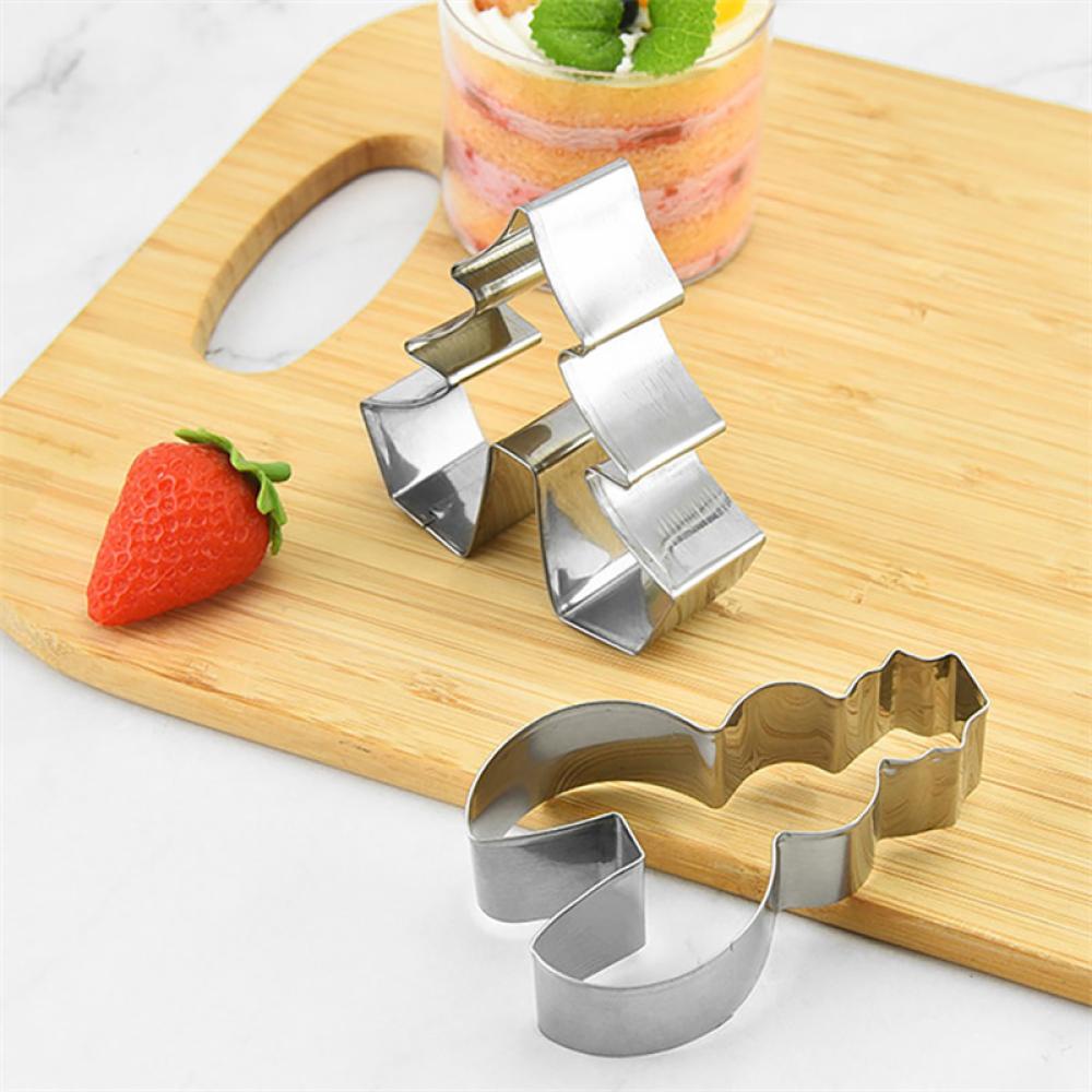 Timekey 8pcs / Set Cetakan Pemotong Biskuit / Cookies Bentuk Snowman / Pohon Natal 3D Bahan Stainless Steel O4V5