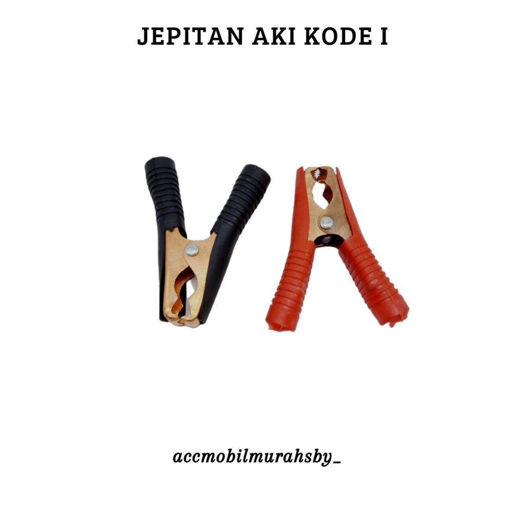 Jepitan buaya aki 100A aligator clamp klip besar jepit accu 1 set merah hitam (I)