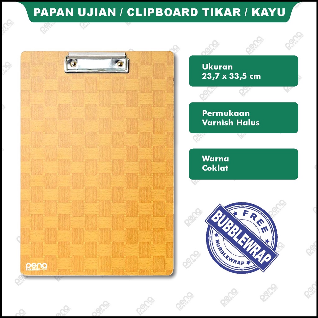 PAPAN UJIAN / CLIPBOARD TIKAR / KAYU