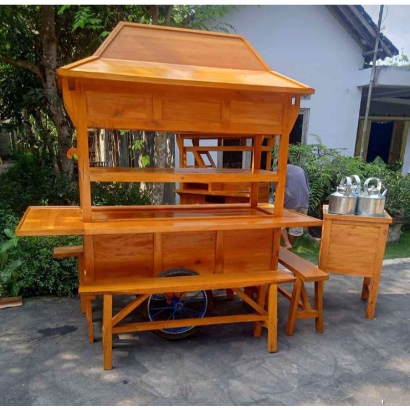 gerobak angkringan jepang joglo rak tingkat