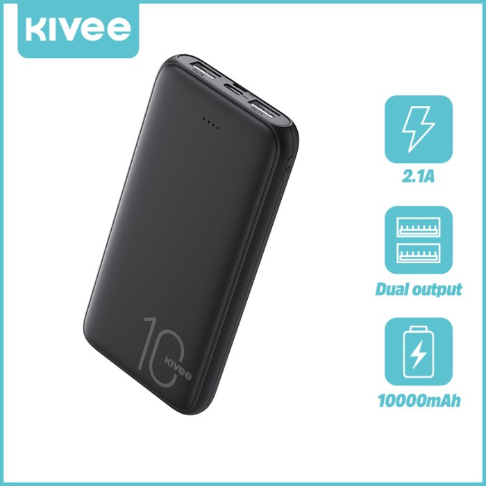 KIVEE POWER BANK 10000MAH FAST CHARGING DUAL USB PORT 2.1A PT62
