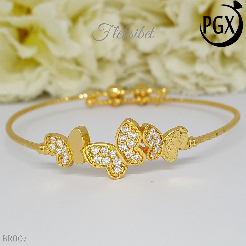 PGX Gelang Bangle Fleksibel Perhiasan Xuping Lapis Emas - BR007