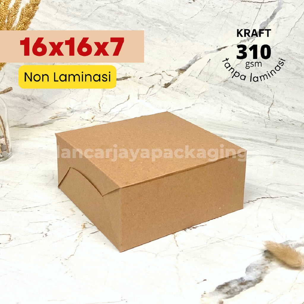 Kotak Snack Kue Jajan Box Roti Makanan Dos Kemasan Dus Coklat Kraft 16x16x7.5