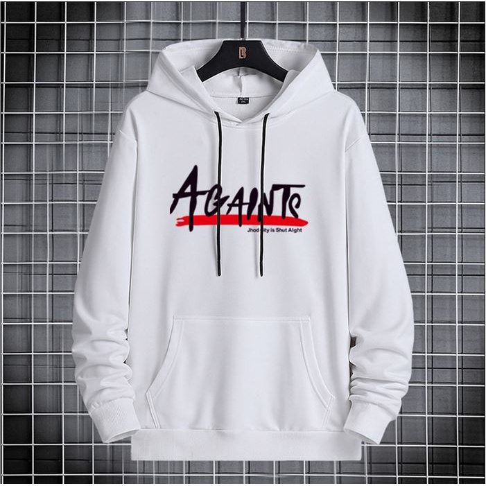Cod Jaket Sweater Hoodie Distro Pria Sweeter Hudy NY Laki Laki Sweter Hudie Putih Cowok Suiter Hody Cowo Sewiter Hudie Keren Suwiter Switer Hody Keren Terbaru Remaja Dewasa Kekinian-againts putih