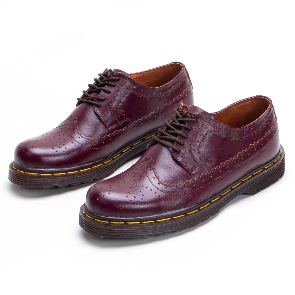 Sepatu Pria Low Boots Wingtips Pria Kulit Sapi Asli Outsole Karet Anti Slip dan Kuat M1061