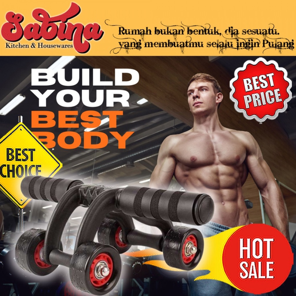 Abs Roller Alat Fitness Latih Otot Perut Home Gym Power Wheel