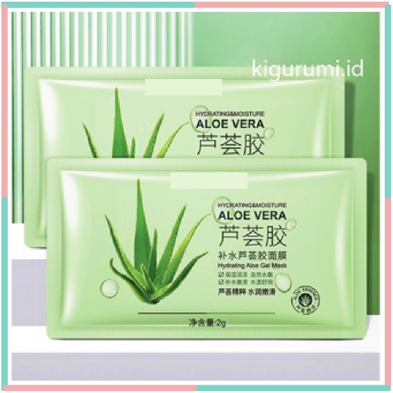 {Bisa kirim instant COD Medan Termurah}Aloe Vera Gel Masker Wajah Essence Moisture Sleeping Sachet Mask Bio BQ038