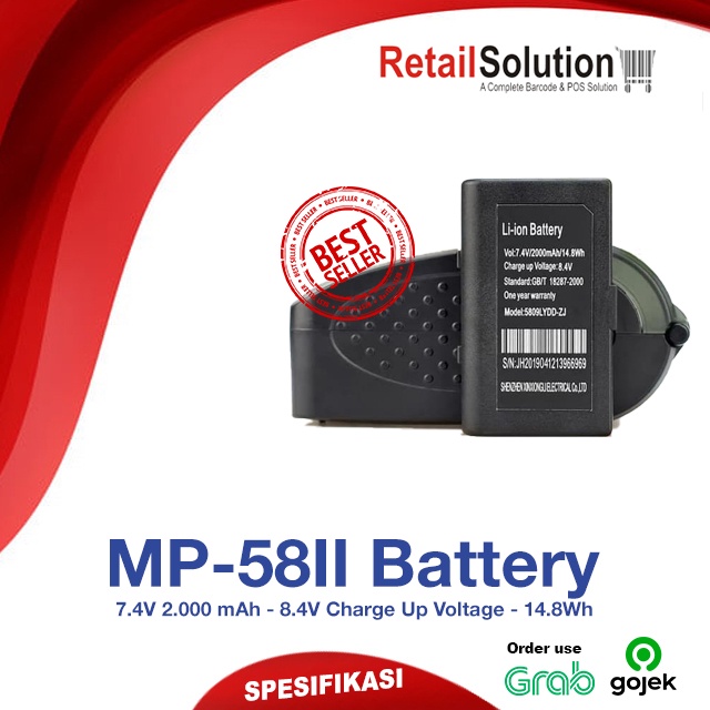 Baterai Battery Printer Mini Bluetooth MP58 MP58ii / ZJ-5810 ZJ5810