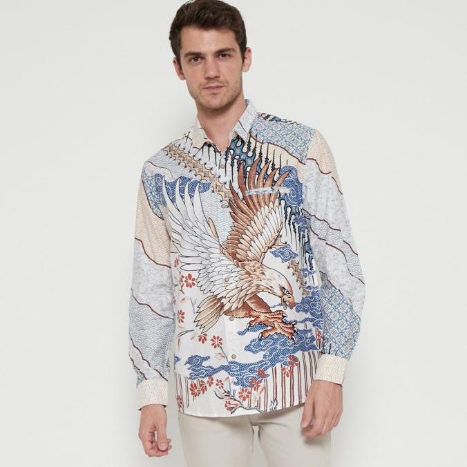 M231 Kemeja Pria Batik Panjang Warna Biru 1718