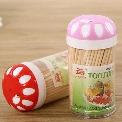 tempat tusuk gigi bulat toothpick plastik murah jamur