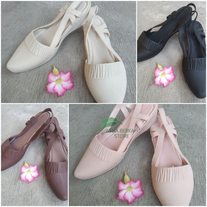 Sepatu Wedges Wanita Jelly Karet Import Quality Tali Belakang Porto Lady B C H