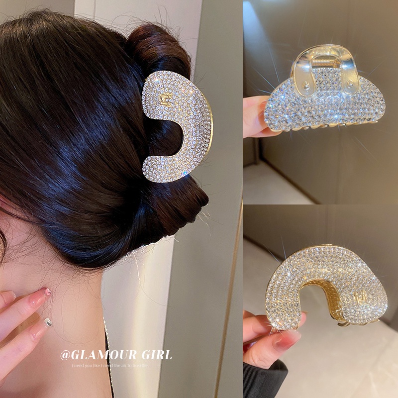 Jepit Rambut Bentuk Hiu Aksen Mutiara Dan Berlian Imitasi Bahan Metal Gaya Korea Untuk Wanita