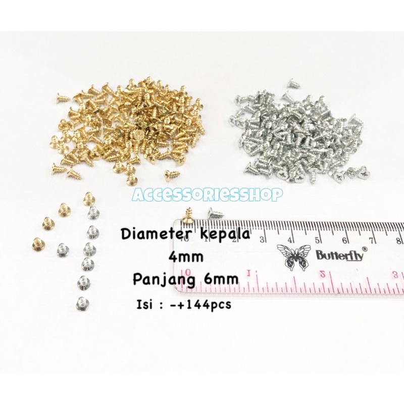 

Sekrup baut kepala 4mm panjang 6mm (-+144pcs)