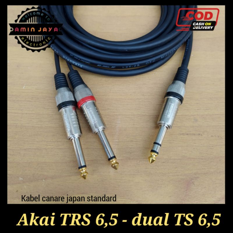 Kabel jack TRS akai stereo 6,5 to dual akai mono kabel canare japan standard