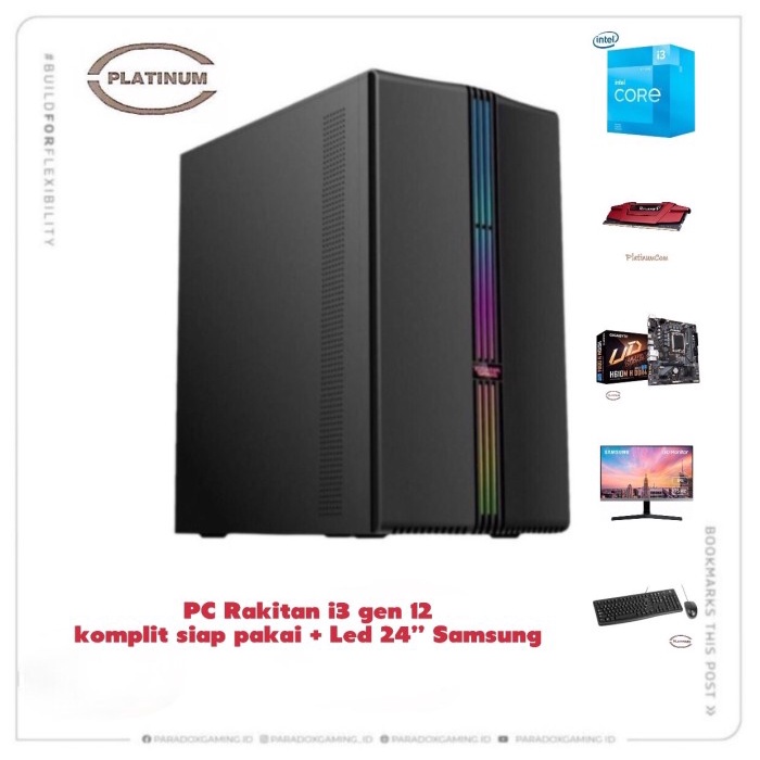 Rakitan Pc Rakitan Order Custom #3 ( Intel I3 Gen 12, 8Gb, 240Gb ) + Led 24"