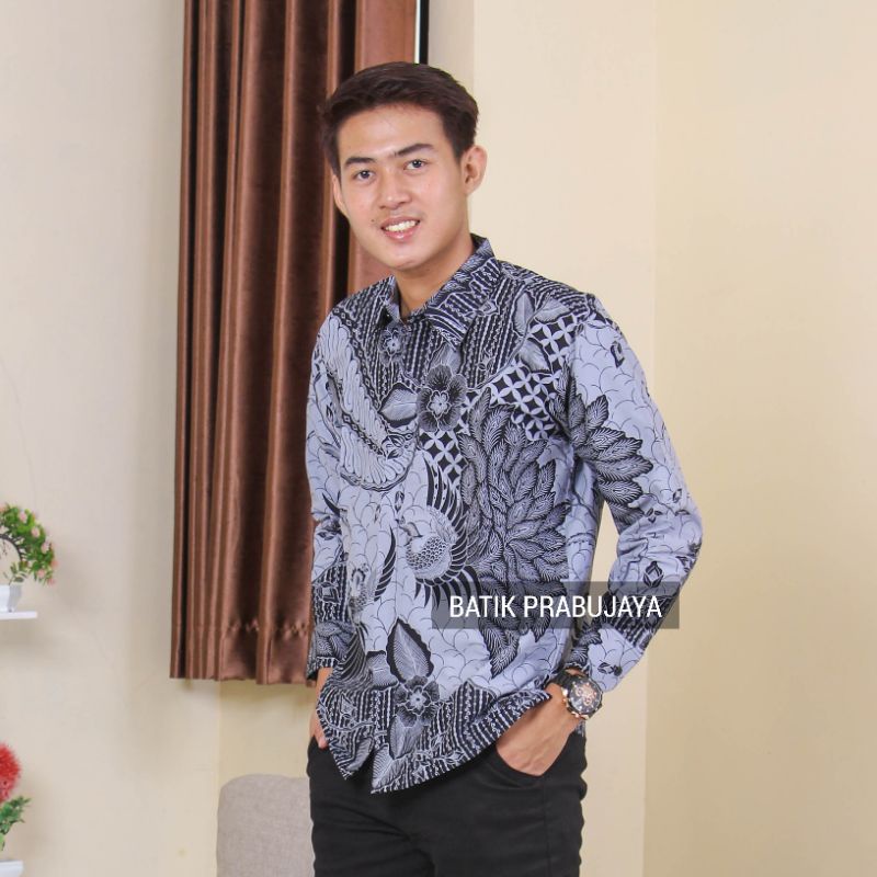 MANOHARA Kemeja Batik Pria Modern Premium Lengan Panjang Terbaru - Baju Hem Batik Pria Tangan Panjang Cowok Kondangan Pesta Kerja