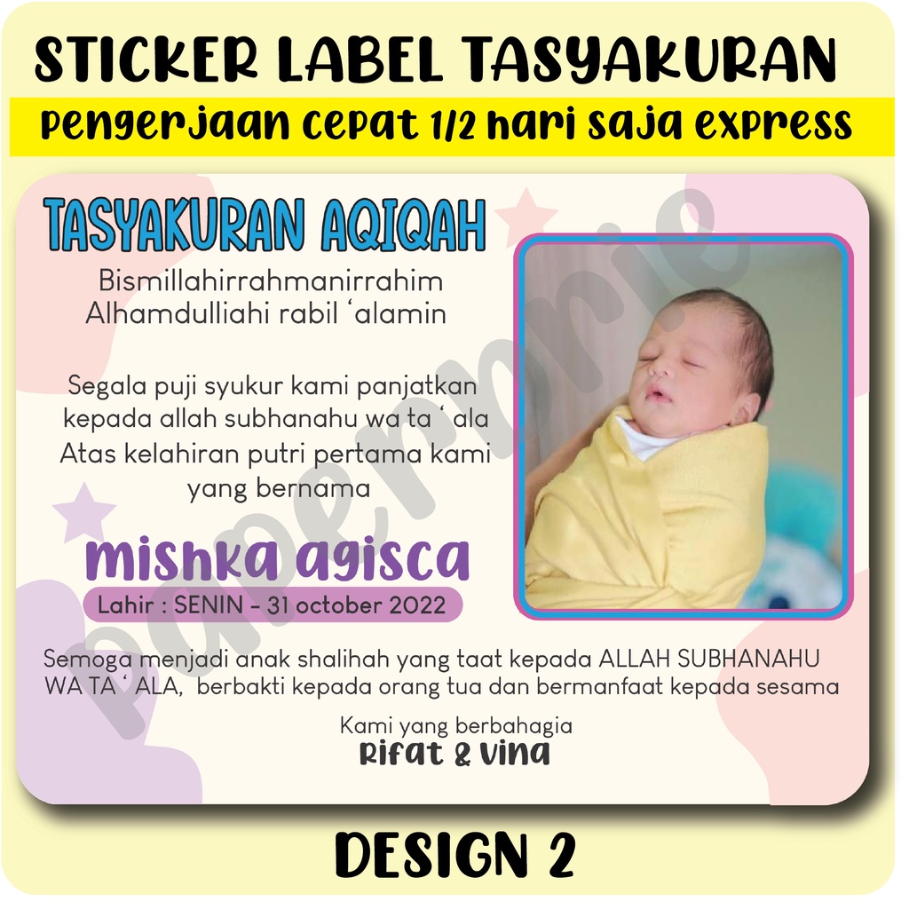 BISA COD STIKER LABEL TASYAKURAN AQIQAH UKURAN bisa request dan custom