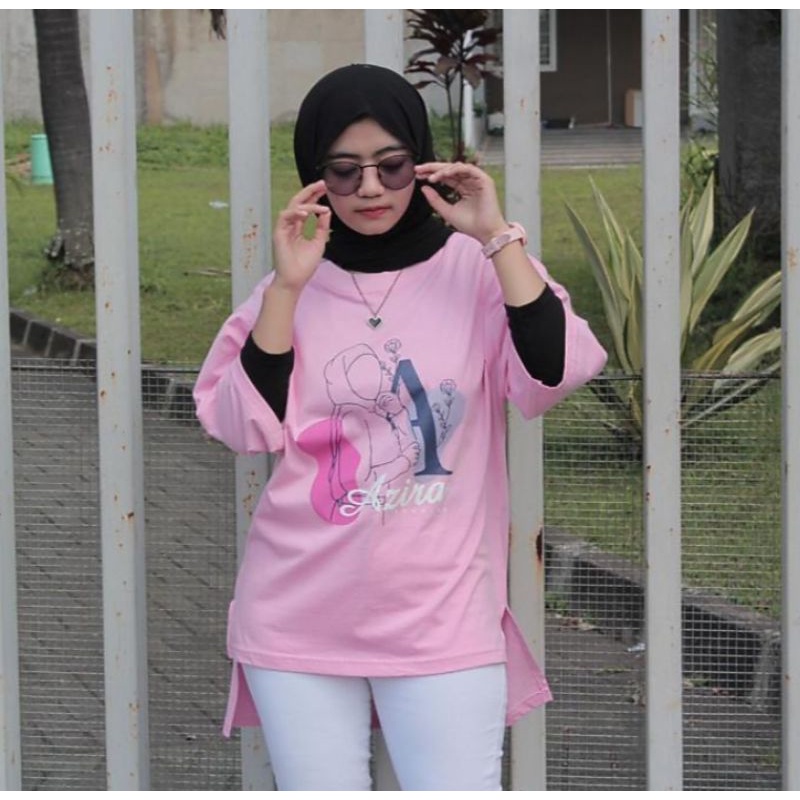 Kaos Oversize Material Cotton Combed 24s Atasan Wanita Pink // anggosae