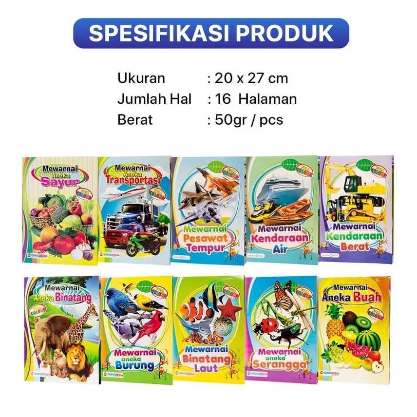 BUKU MEWARNAI ANAK BALITA ANAK 2 3 TAHUN FULL COLOUR