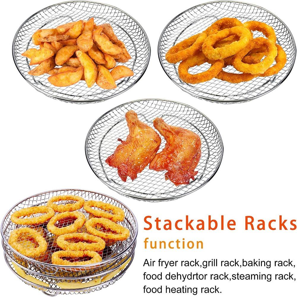 Solighter 3Pcs Air Fryer Rak Peralatan Masak Berkualitas Tinggi Cocok Semua Air Fryer Three Stackable