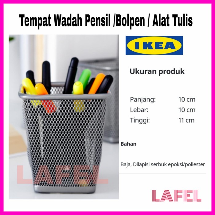 

Stationery Wadah Tempat Kotak Pensil Pencil Bolpen Pulpen Peralatan Tulis Baja