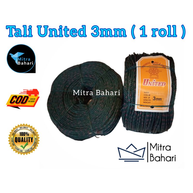 TALI 3MM UNITED | TAMBANG UNITED 3MM | TAMPAR 3MM | TALI KECIL | TAMBANG COD | TALI COD | TALI KILOA