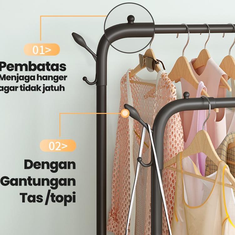 "PDL.22Oc22ˣ" DTG Stand Hanger Single/Double Minimalis Desain Korea/ Rak Gantungan Baju Display Buti