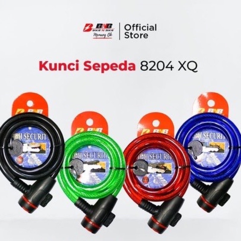 KUNCI GEMBOK BNB SPIRAL 8204 XQ SEPEDA/ HELM/ MOTOR/ PAGAR ANTI MALING DENGAN ANAK KUNCI