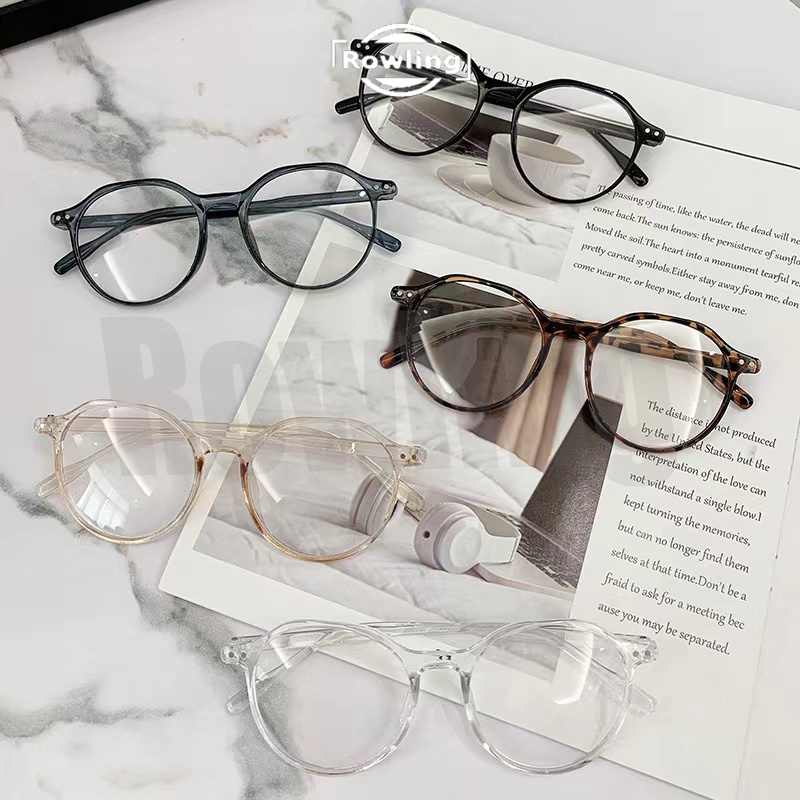 Rowling (ka-284) Frame Kacamata Retro Terbaru Bulat Wanita Pria Import anti Radiasi Blue Light Kacamata Fashion