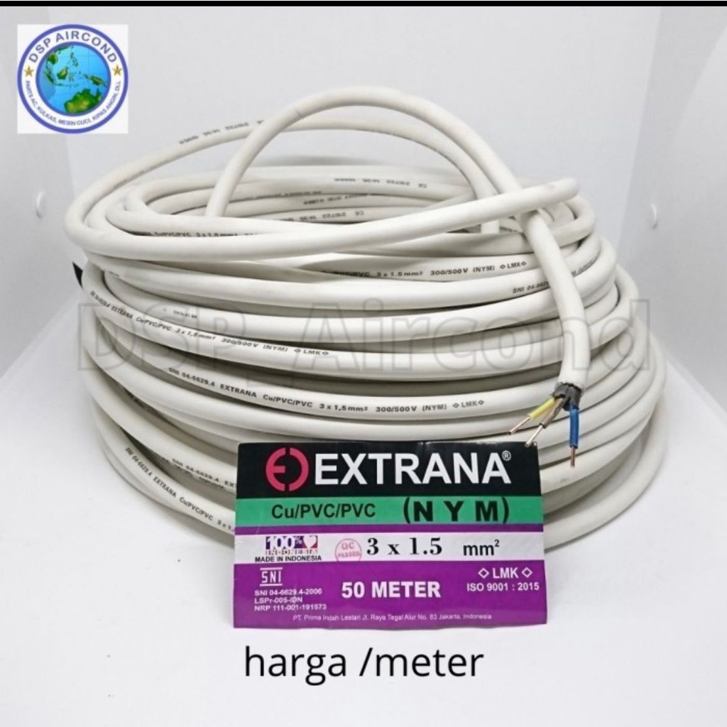 kabel listrik kawat NYM 3 x 1.5 mm 3x1.5 mm extrana ecer per meter