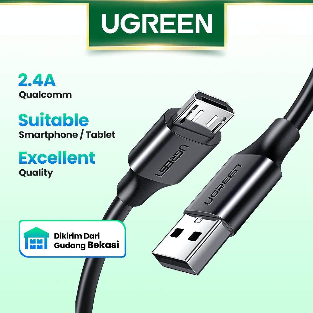 【Stok Produk di Indonesia】UGREEN Original 1M USB A Pria ke Micro B Sync &amp; Pengisian Kabel untuk Samsung