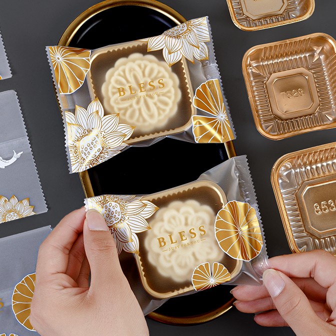 

(50GR) Plastik Mooncake + Tray Mika kue bulan Harga Ecer - Tray Gold