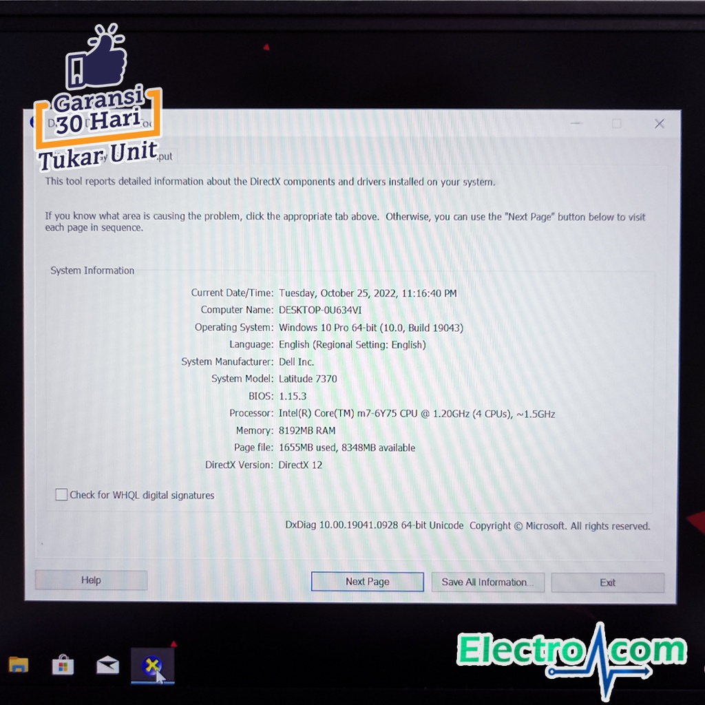Laptop Dell Latitude 7370 M7-6y75 RAM 8GB SSD 512GB 13,3inch FullHD