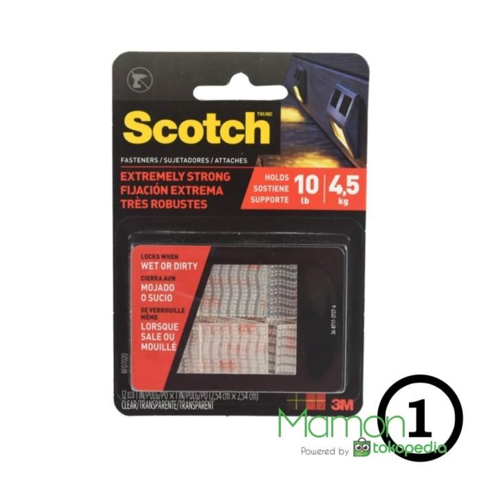 3M scotch extreme fastener pengikat velcro 2.5x2.5 Cm - Transparan