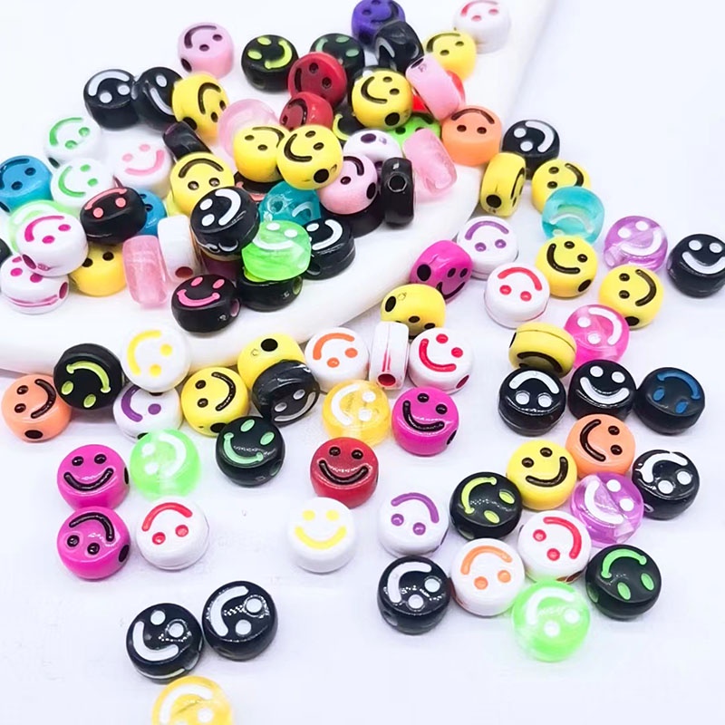 100 Pcs Manik-Manik Bahan Plastik Warna-Warni Ukuran 6mm Untuk Aksesoris Perhiasan Gelang