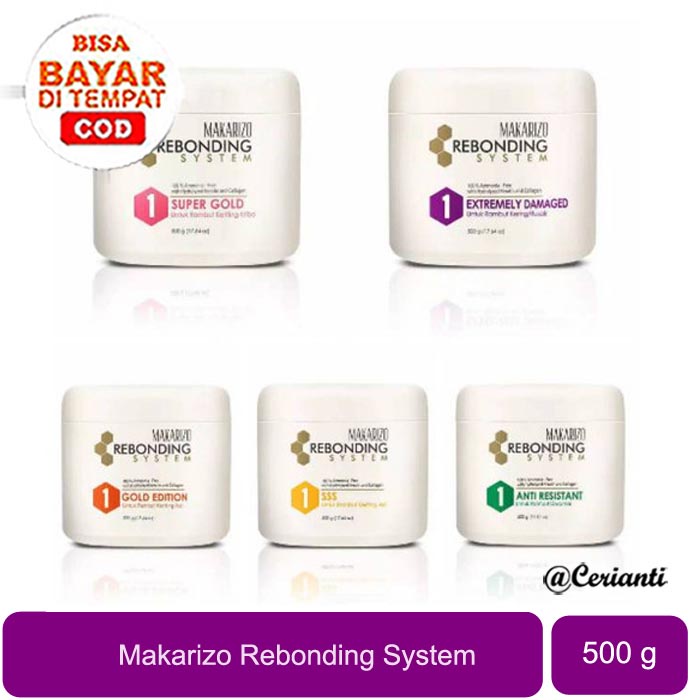 Makarizo Professional Rebonding System Straightening Cream Super Gold Gold Edition Anti Resistant Pot 500 mL