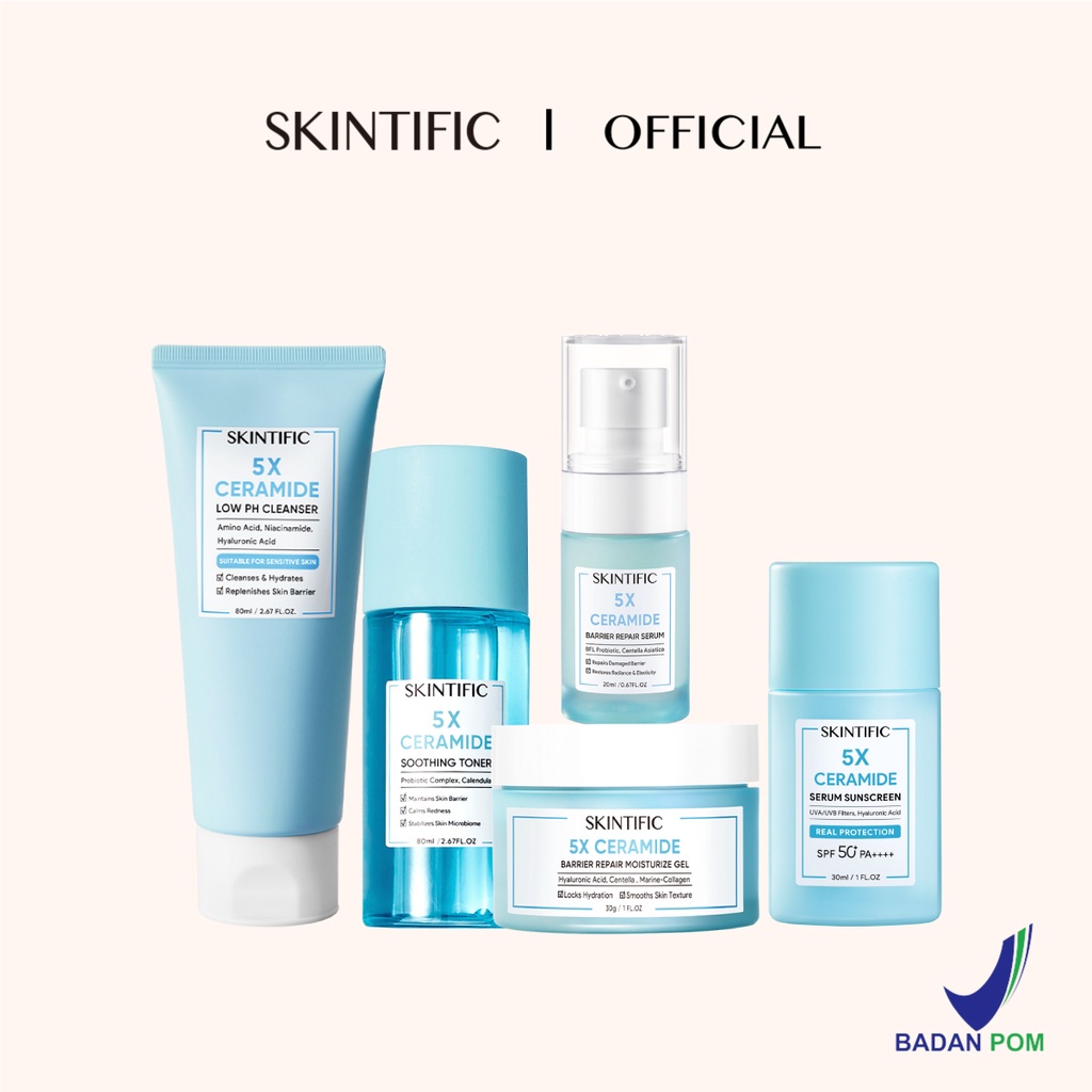 Jual SKINTIFIC 5X Ceramide Skincare Paket Moisturizer | Cleanser
