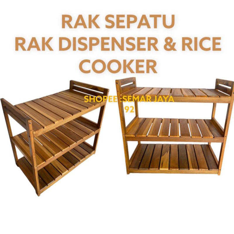 Otto Wooden Shelf KWALITAS PREMIUM ASLI KAYU JATI JAWA RAK SUSUN SERBAGUNA SEPATU DISPENSER RICE COOKER MAUPUN UNTUK DAPUR