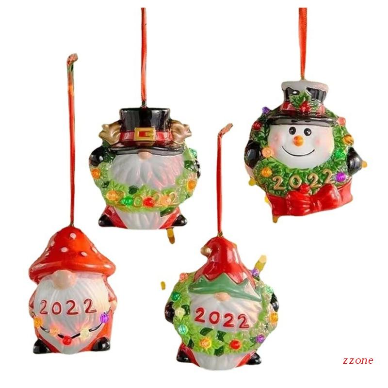 Ornamen Gantung Bentuk Snowman Bahan Resin Dengan Lampu Untuk Pohon Natal