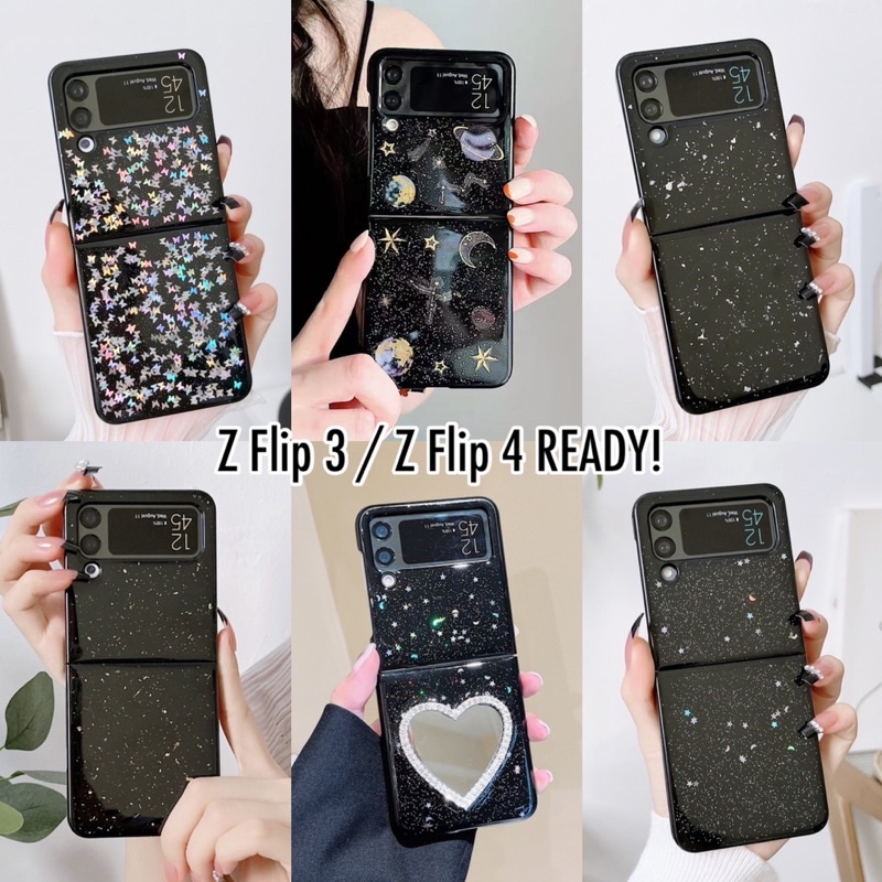 SAMSUNG Z FLIP 5 FLIP5 Z FLIP 4 ZFLIP4 FLIP4 CASE BLACK Motif Glitter Star Galaxy Readystock ZFLIP 3 READY