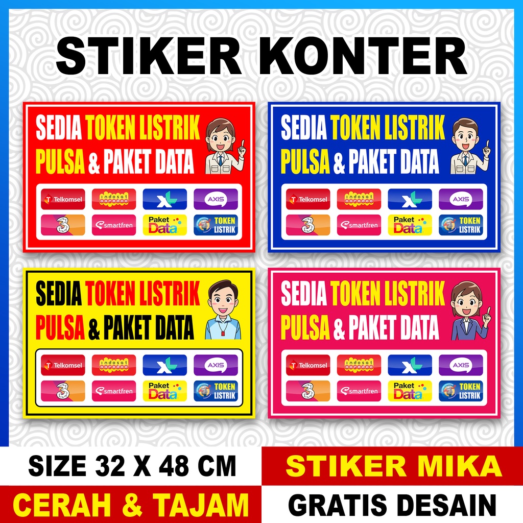 

STIKER KONTER PULSA BERGAMBAR UKURAN 32X48 CM