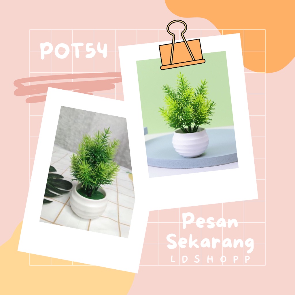 LDS Pot54 Rumput Mini Bunga Rumput Artifisial Plastik Pot Tumbuhan Plastik Flowers Potted Ornaments Decoration